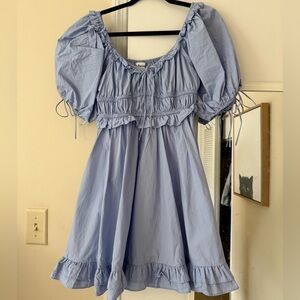 En Saison Sky Blue Gathered Dress